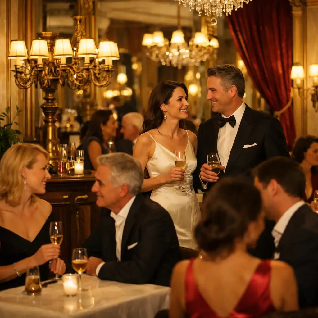 Invités profitant d’une ambiance chaleureuse dans la salle principale d’Arveenique