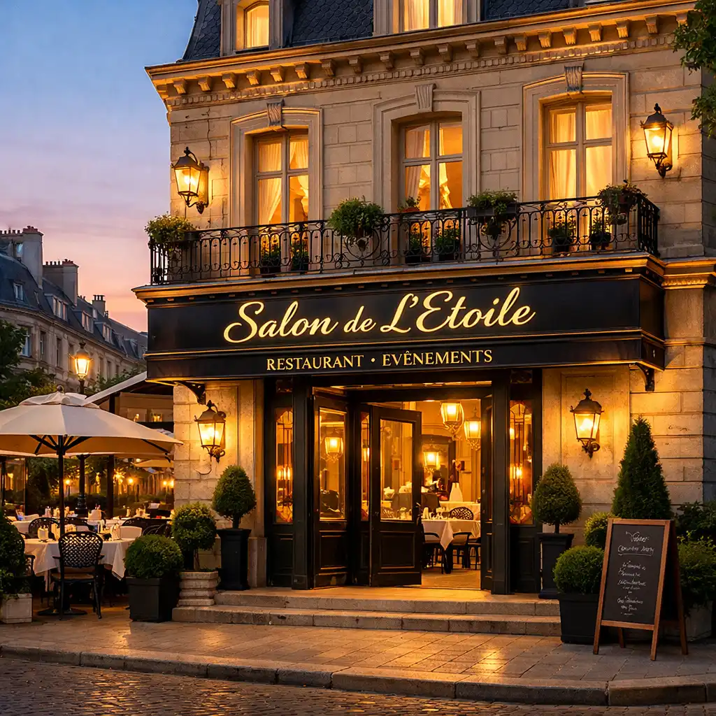 Façade élégante du restaurant et lieu d’événements Arveenique à [Ville]